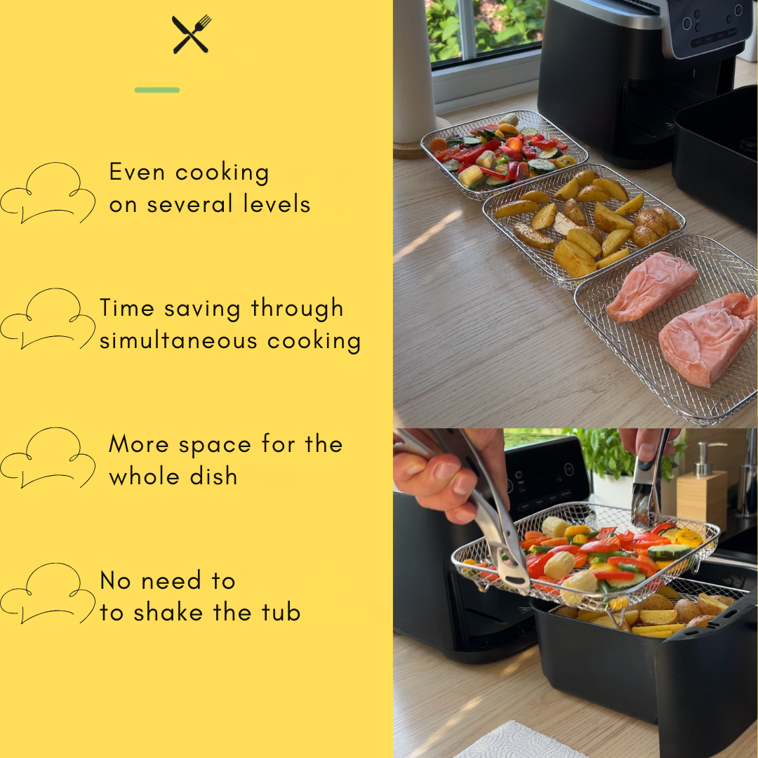 Pinoittavat korit tasaiselle kypsennykselle ilmassa (x3) 