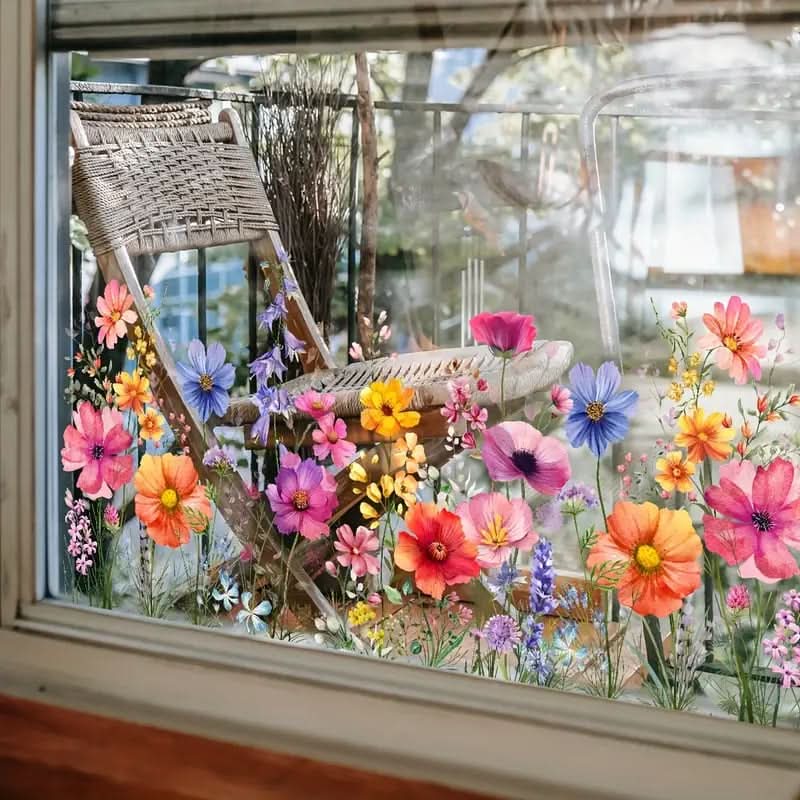 Liimattavat kukkatarraikkunat 