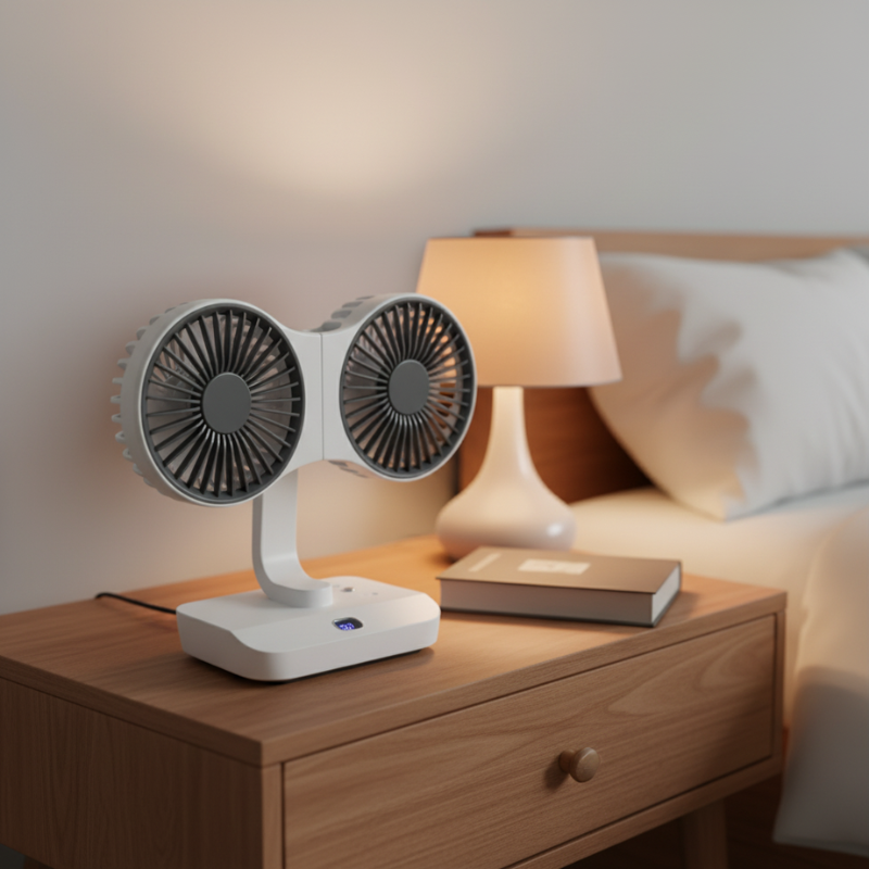 Rechargeable and Adjustable Double-Head Fan 