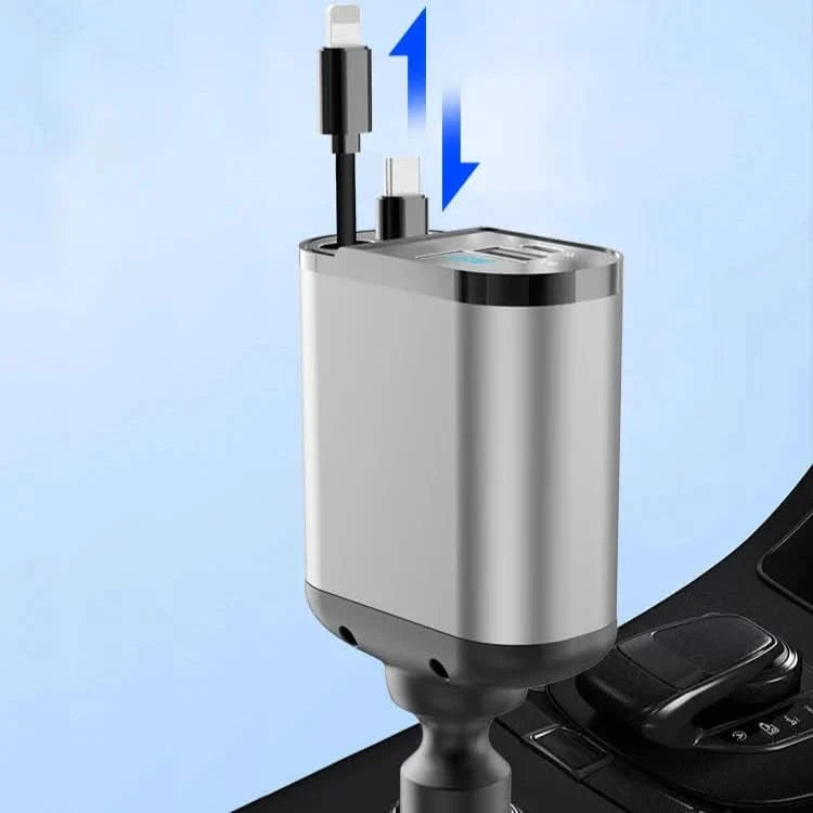 Rask bil-lader med dobbelt USB-port, intelligent 4-i-1 
