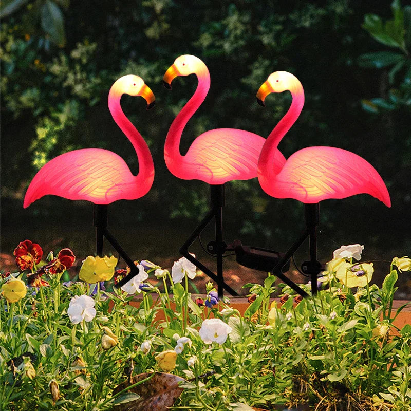 Flamingo Roz solar luminos – Grădină magică noaptea 