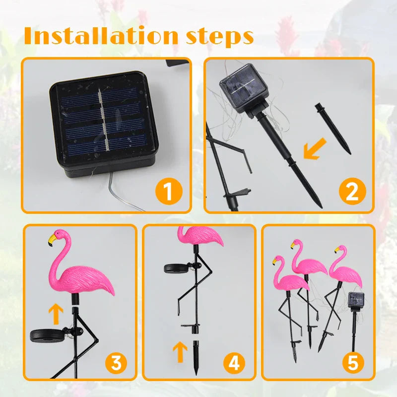 Flamingo Roz solar luminos – Grădină magică noaptea 