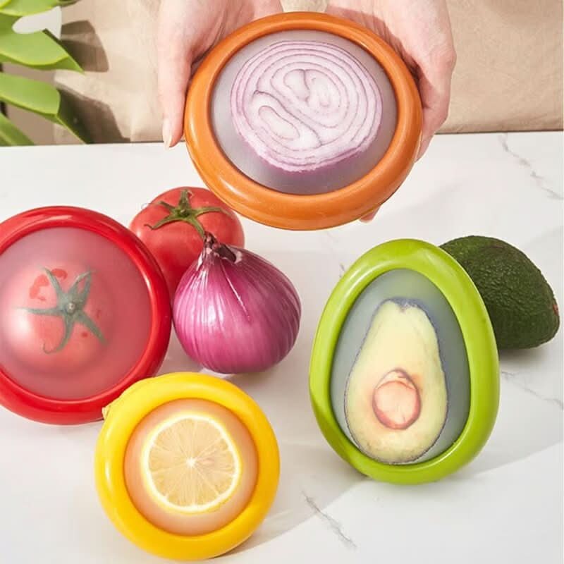 Wiederverwendbare Deckel für geschnittenes Obst und Gemüse (x4) 