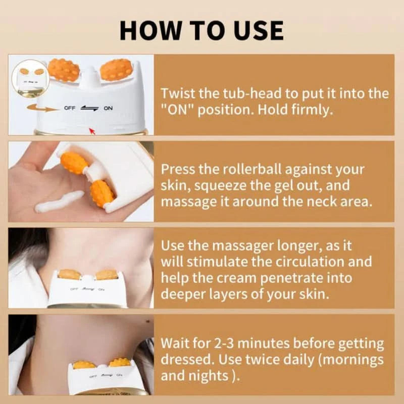 Crema reafirmante para el cuello con masajeador integrado 