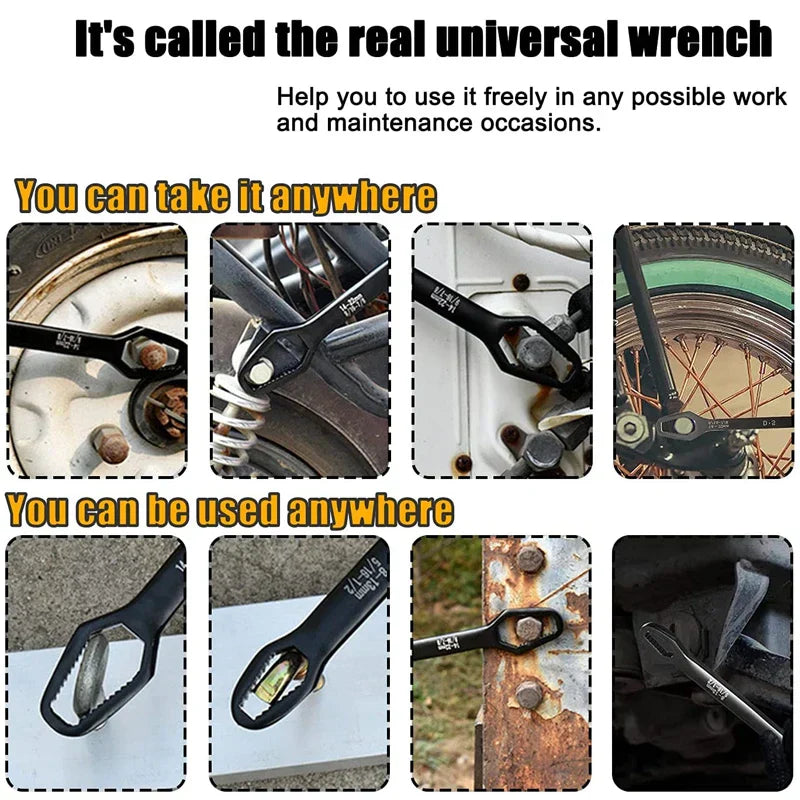 Többfunkciós, robusztus kulcs különböző csavarokhoz és anyákhoz 